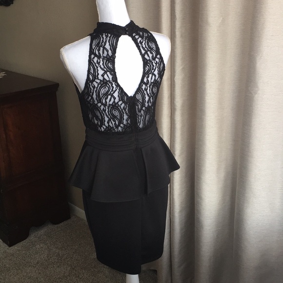 Black peplum midi dress - Picture 2 of 2